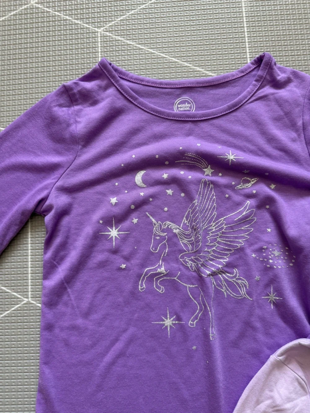 Justice|Big girl two tops-Purple Unicorn Graphic Long Sleeve & glitter tee•••